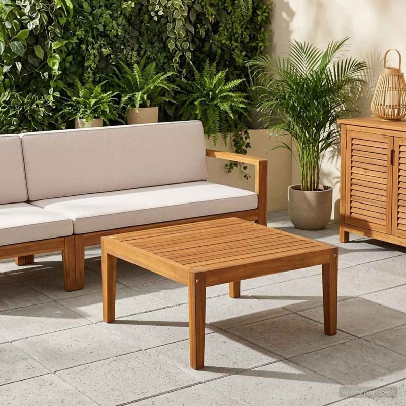 table Bois d'Acacia Massif Naturel 60 x 60 x 30 cm 644406644406