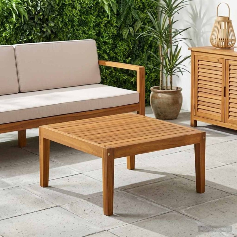table Bois d'Acacia Massif Naturel 60 x 60 x 30 cm 644408644408