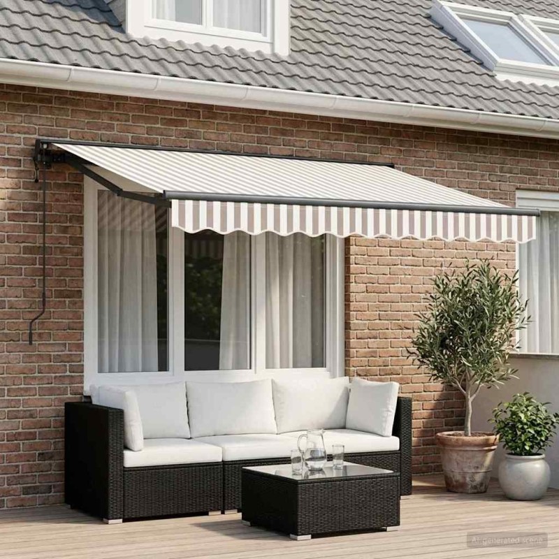 Auvent rétractable Gris clair et blanc 3 x 2,5 m 644411644411