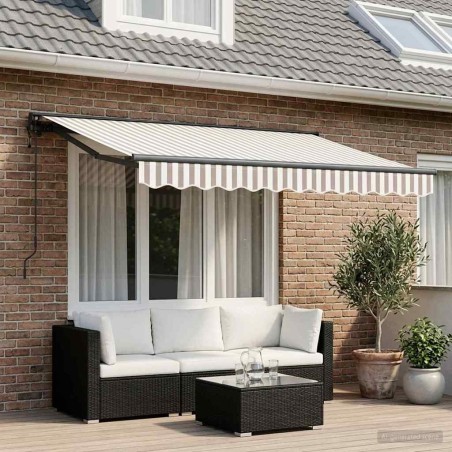 Auvent rétractable Gris clair et blanc 3 x 2,5 m 644411644411