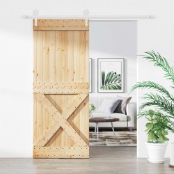 Porte coulissante Naturel et Blanc 85 x 210 cm 644422644422