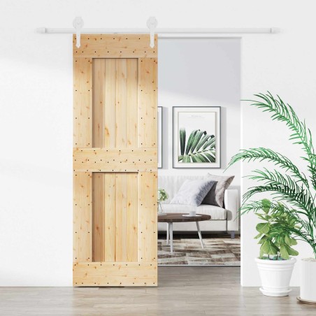 Porte coulissante Naturel et Blanc 70 x 210 cm 644424644424