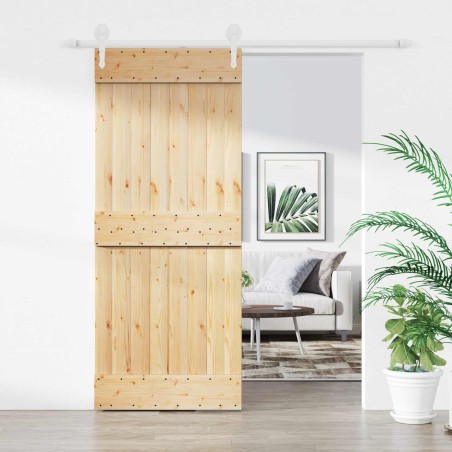 Porte coulissante Naturel et Blanc 85 x 210 cm 644425644425