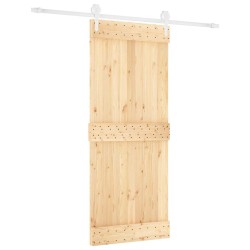 Porte coulissante Naturel et Blanc 85 x 210 cm 644425644425
