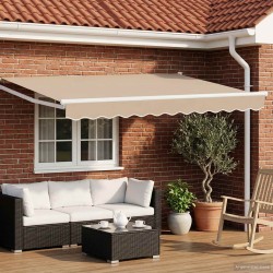 Auvent rétractable électrique Beige et blanc 3,5 x 2,5 m 644434644434