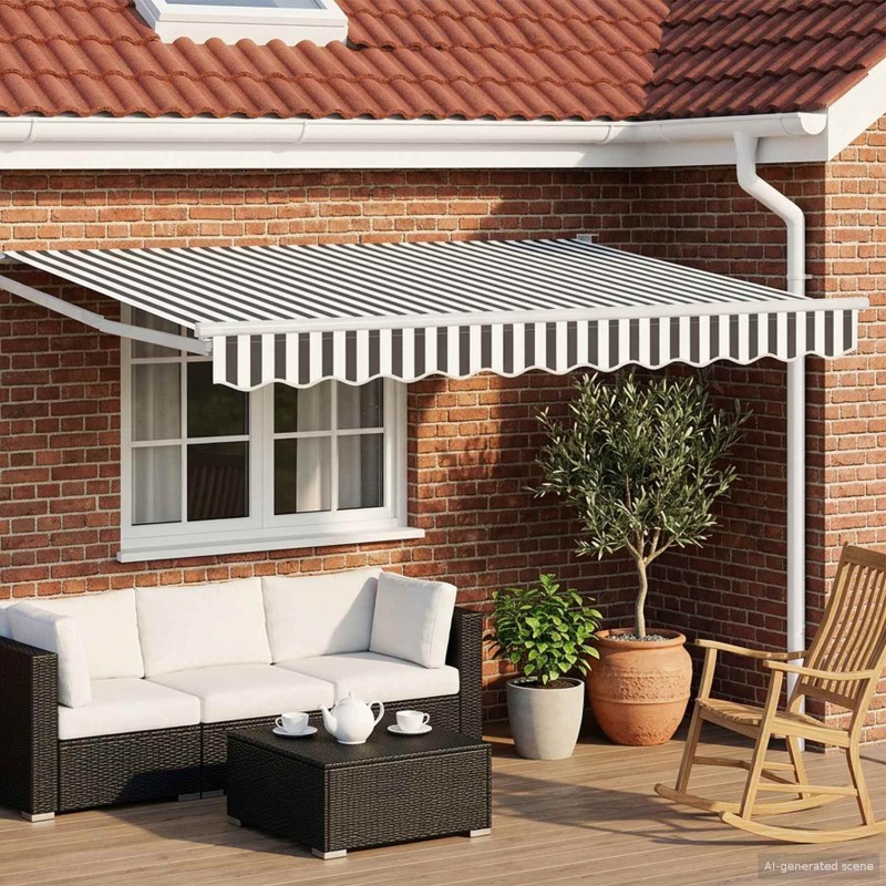 Auvent rétractable électrique Anthracite et blanc 3,5 x 2,5 m 644438644438