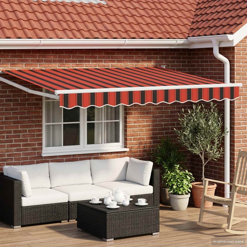 Auvent rétractable électrique Orange, Marron, Blanc 3,5 x 2,5 m 644441644441
