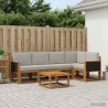 Ensemble de canapés d'extérieur 6 pcs Naturel et gris clair 644446644446