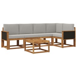 Ensemble de canapés d'extérieur 6 pcs Naturel et gris clair 644446644446