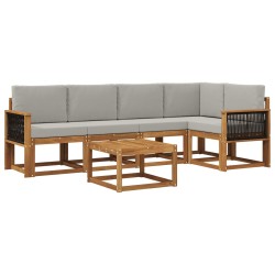 Ensemble de canapés d'extérieur 6 pcs Naturel et gris clair 644450644450