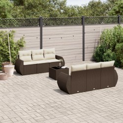 Salon de jardin avec coussins 7 pcs marron résine tressée 644455644455
