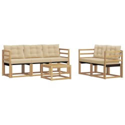 Ensemble de canapés d'extérieur 6 pcs Blanc et Beige 644463644463