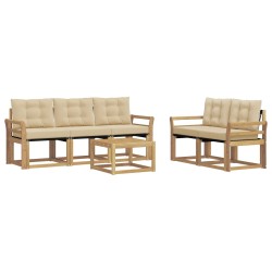 Ensemble de canapés d'extérieur 6 pcs Blanc et Beige 644467644467