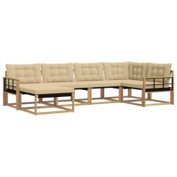 Ensemble de canapés d'extérieur 6 pcs Blanc et Beige 644468644468