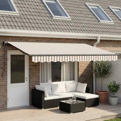 Auvent rétractable Gris clair et blanc 450 × 300 cm 644471644471