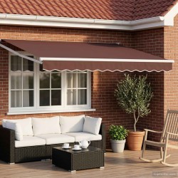 Auvent rétractable électrique Marron et blanc 3,5 x 2,5 m 644475644475