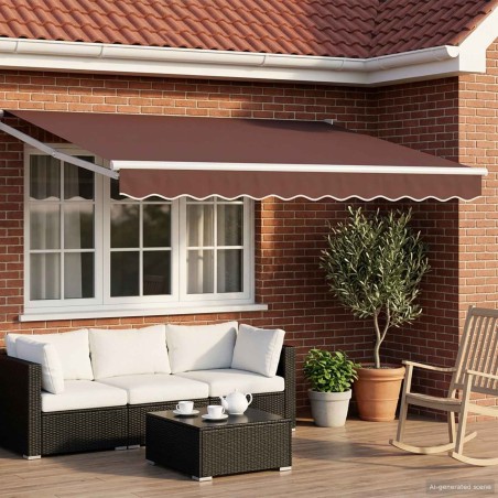 Auvent rétractable électrique Marron et blanc 3,5 x 2,5 m 644475644475