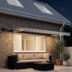 Auvent rétractable Gris clair et blanc 300 x 250 cm 644482644482