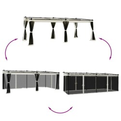Tonnelle avec parois en filet crème 6x3 m acier 644521644521