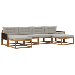 Ensemble de canapés d'extérieur 6 pcs Naturel et gris clair 644526644526
