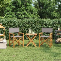 Chaise de directeur Marron et gris clair Bois de teck massif 644544644544