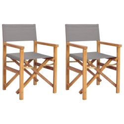 Chaise de directeur Marron et gris clair Bois de teck massif 644544644544