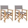 Chaise de directeur Marron et gris clair Bois de teck massif 644544644544