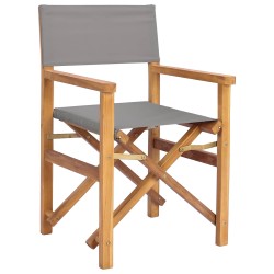 Chaise de directeur Marron et gris clair Bois de teck massif 644544644544