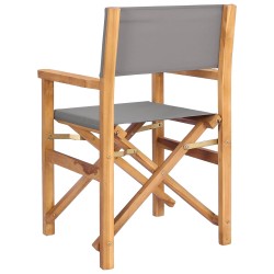 Chaise de directeur Marron et gris clair Bois de teck massif 644544644544