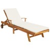 Chaise longue avec coussin Bois de teck massif Marron et Crème 644546644546