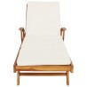 Chaise longue avec coussin Bois de teck massif Marron et Crème 644546644546