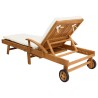 Chaise longue avec coussin Bois de teck massif Marron et Crème 644546644546