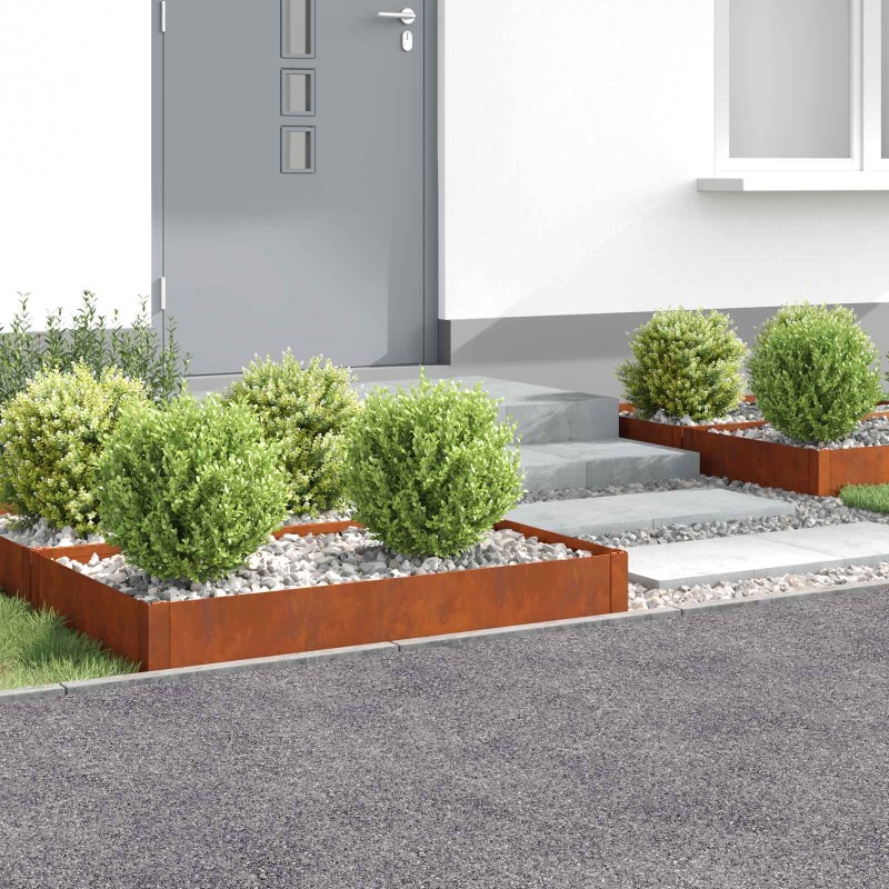 Bordure de Pelouse 4 pcs 100 x 60 x 20 cm Acier Rouillé 644558644558