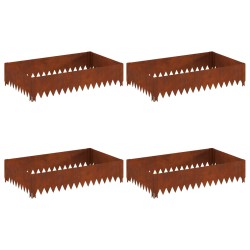 Bordure de Pelouse 4 pcs 100 x 60 x 20 cm Acier Rouillé 644558644558