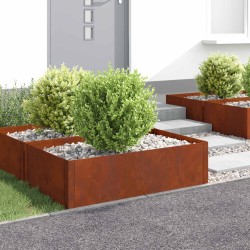 Bordure de Pelouse 4 pcs 100 x 60 x 35 cm Acier Rouillé 644561644561