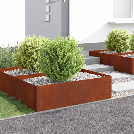 Bordure de Pelouse 4 pcs 100 x 60 x 35 cm Acier Rouillé 644561644561