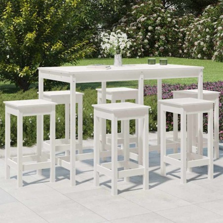 Ensemble de bar de jardin 7 pcs blanc bois de pin massif 644567644567