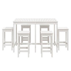 Ensemble de bar de jardin 7 pcs blanc bois de pin massif 644567644567