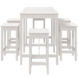 Ensemble de bar de jardin 7 pcs blanc bois de pin massif 644567644567