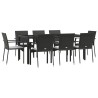 Ensemble à manger jardin 9pcs et coussins noir résine tressée 644578644578