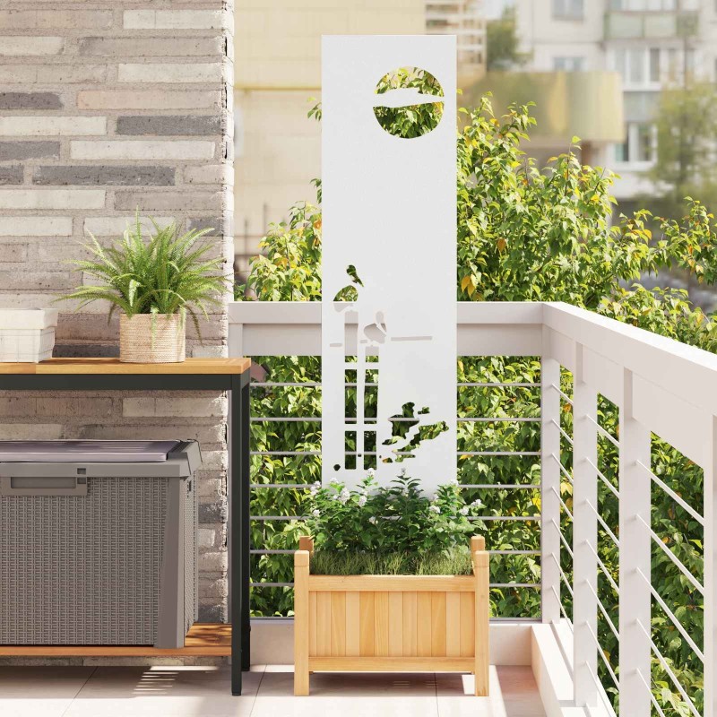 Écran de confidentialité de jardin Fretwork Blanc 32 x 140 cm 644581644581