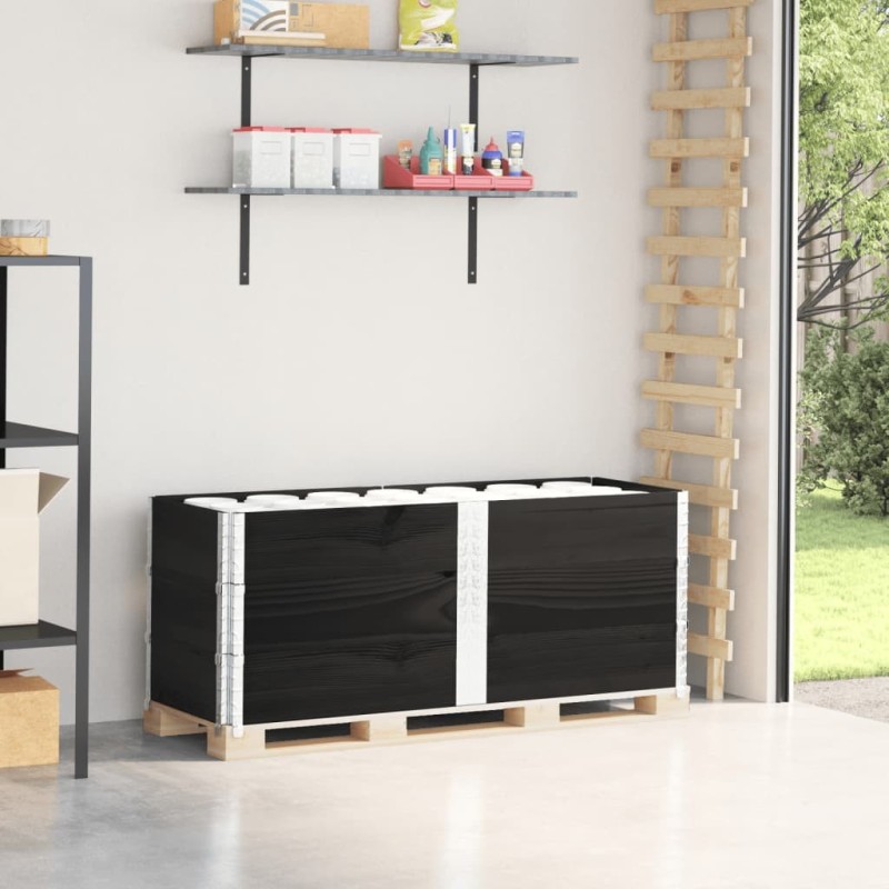 Colliers de palette 3 pcs noir 150x50 cm bois de pin solide 644585644585