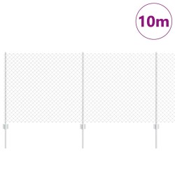 Clôture grillagée avec poteau 10 x 1 m Acier galvanisé Argenté 644589644589