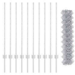 Clôture grillagée avec poteau 10 x 1 m Acier galvanisé Argenté 644589644589