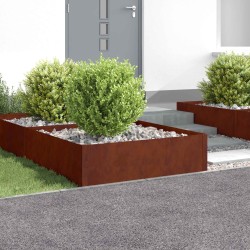 Bordure de Pelouse 4 pcs 100 x 100 x 35 cm Acier Rouillé 644601644601