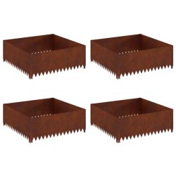Bordure de Pelouse 4 pcs 100 x 100 x 35 cm Acier Rouillé 644601644601