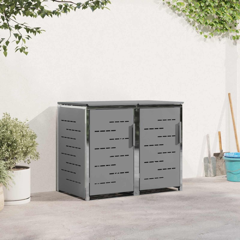 Stockage de bac à déchets for 2 Bins 240L Acier inoxydable Gris 644614644614