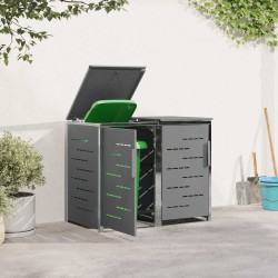 Stockage de bac à déchets for 2 Bins 240L Acier inoxydable Gris 644614644614