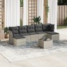 Salon de jardin 8 pcs avec coussins gris clair résine tressée 644618644618