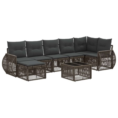 Ensemble de canapé de jardin 8 pcs Gris et Gris foncé polyrotin 644621644621
